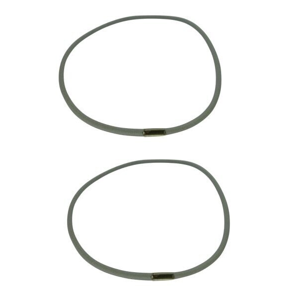 Two grey elastic rings for Neumann microphone suspension  on a white background 