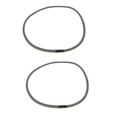 Neumann Two grey elastic rings part number 576576 for EA3 microphone suspension  on a white background 