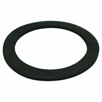 Neumann Thin flat black round rubber washer on a white background 