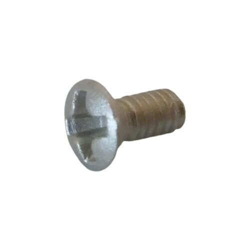 Neumann Satin nickel coloured metal screw with cross head slot for U87 AI mic on a white background