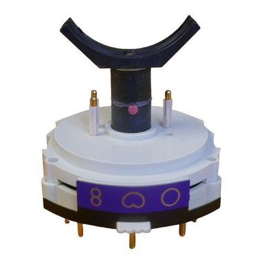 Neumann molded plastic base with white switch and three polar pick up symbols with a cental black yoke for capsule mounting