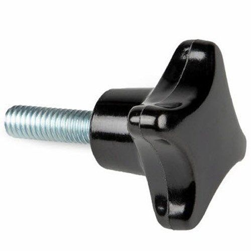 Neumann Threaded metal shaft with black molded 4 sided star shaped handle on right hand side of image on a white background
