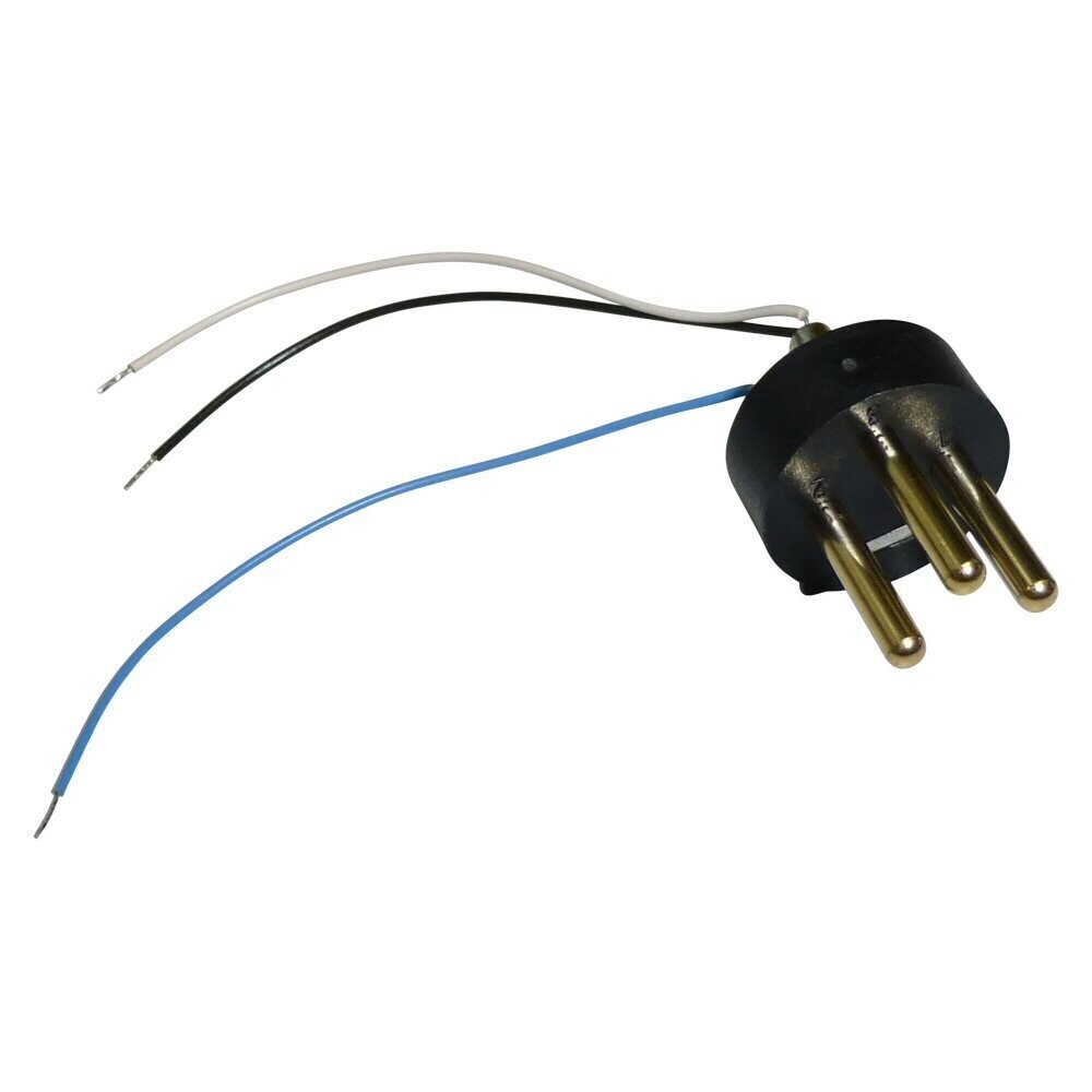 Neumann black xlr3m male plug connector insert with three connecting wires fromt hrear with prepared tinned ends 