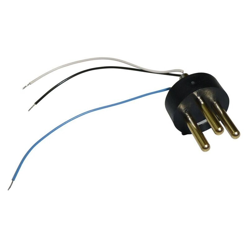 Neumann black xlr3m male plug connector insert with three connecting wires fromt hrear with prepared tinned ends 