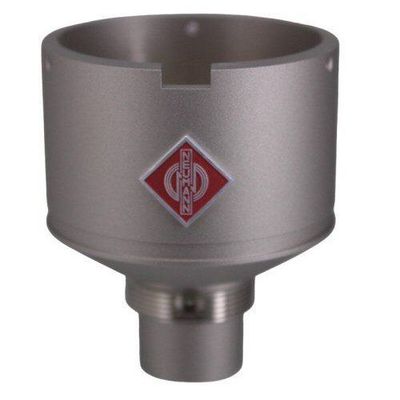 Nickel coloured cylindrical body with red Neumann diamond shaped badge and tubular stem part 074973  for a TLM 103 microphone