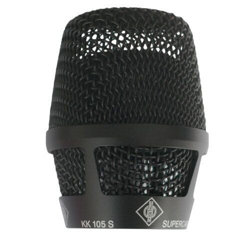 Neumann Black wire mesh cage for Handheld KMS105 microphone on a white background 