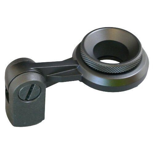 Neumann Black mic stand pivot with extending bracket forming a rounded holder for a microphone against a white background