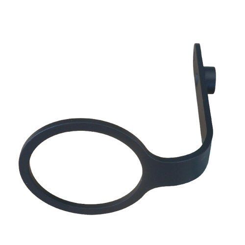 Neumann metal black round hoop with right angle curved stem body and fitting for attcahment on a white background