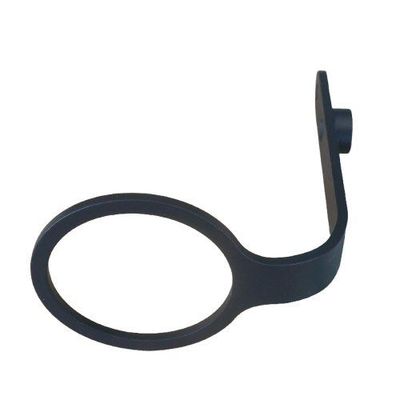 Neumann metal black round hoop with right angle curved stem body and fitting for attcahment on a white background