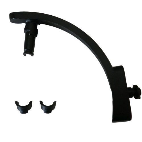 Black Plastic molded right YOKE arch including two small clips and  fittings for Neumann NDH headphones on a white background