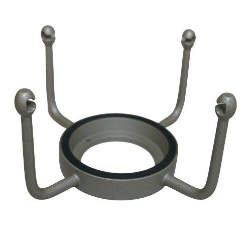 Neumann Nickel coloured ring with 4 equal spaced metal posts with hooked toop for fastening a mic elastic to on a white