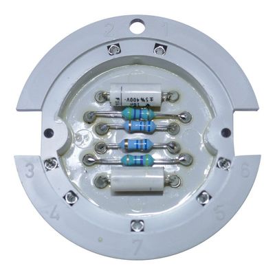 Neumann U67 grey plastic disc with central tray containing resistors and other discrete components plus seven socket holes