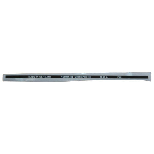 Long thin black self adhesive label with typeface Neumann Microphone U 87 Ai  P48 Made in Germany  