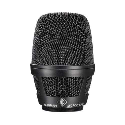 Black KK205 mic basket wire mesh cage with Neumann Logo on a white background