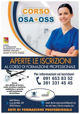 PALERMO: Corso per OSA + OSS  € 2500,00   Iscriviti versando solo un acconto di