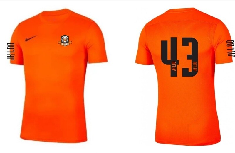 Orange Nike Dri-Fit training/JK Loo game shirt (short-sleeved)