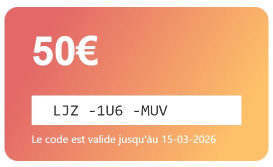 Carte cadeau en ligne (montant au choix : 30€, 50€, 75€ ou 100€)