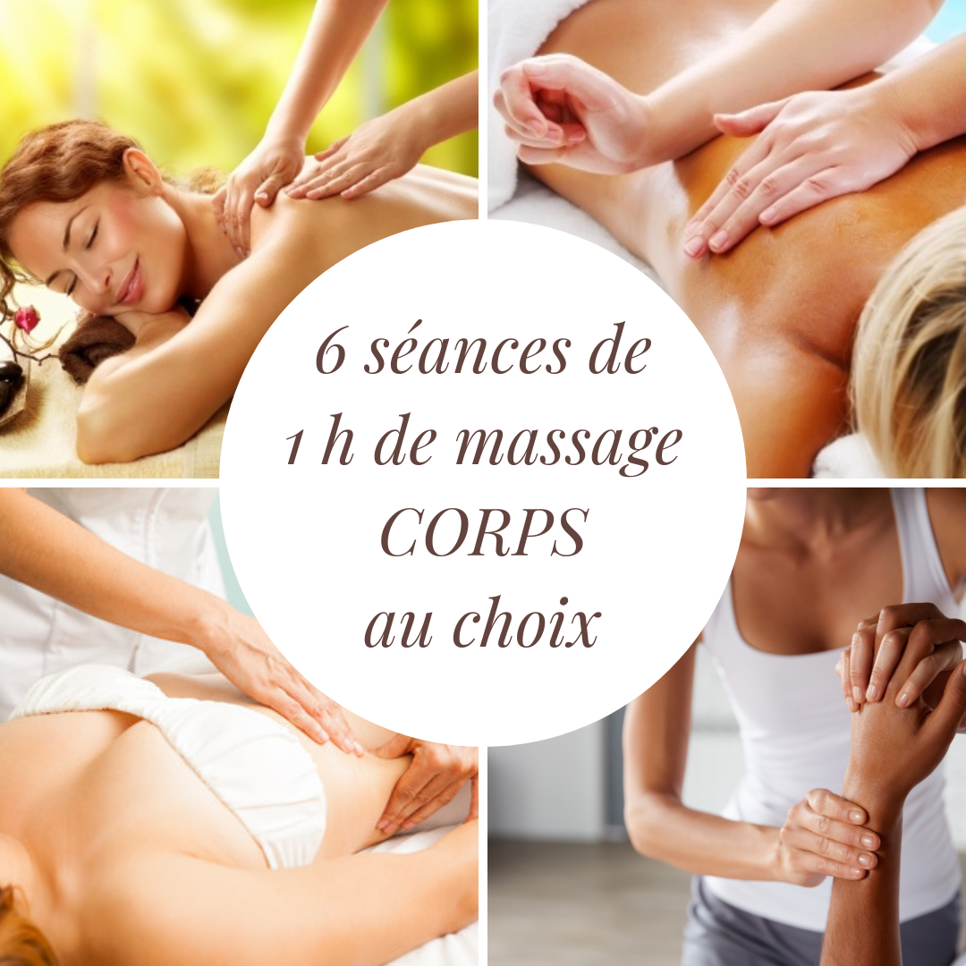 FORFAIT 6 séances de massage CORPS entier de 1h au choix