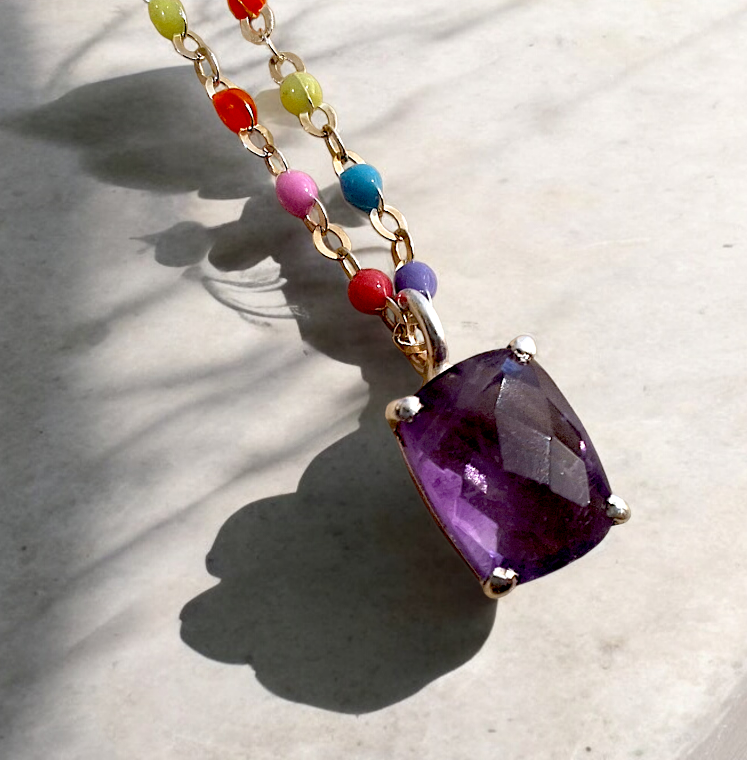 HAPPY DANCE Halskette 925 Silber vergoldet mit Amethyst