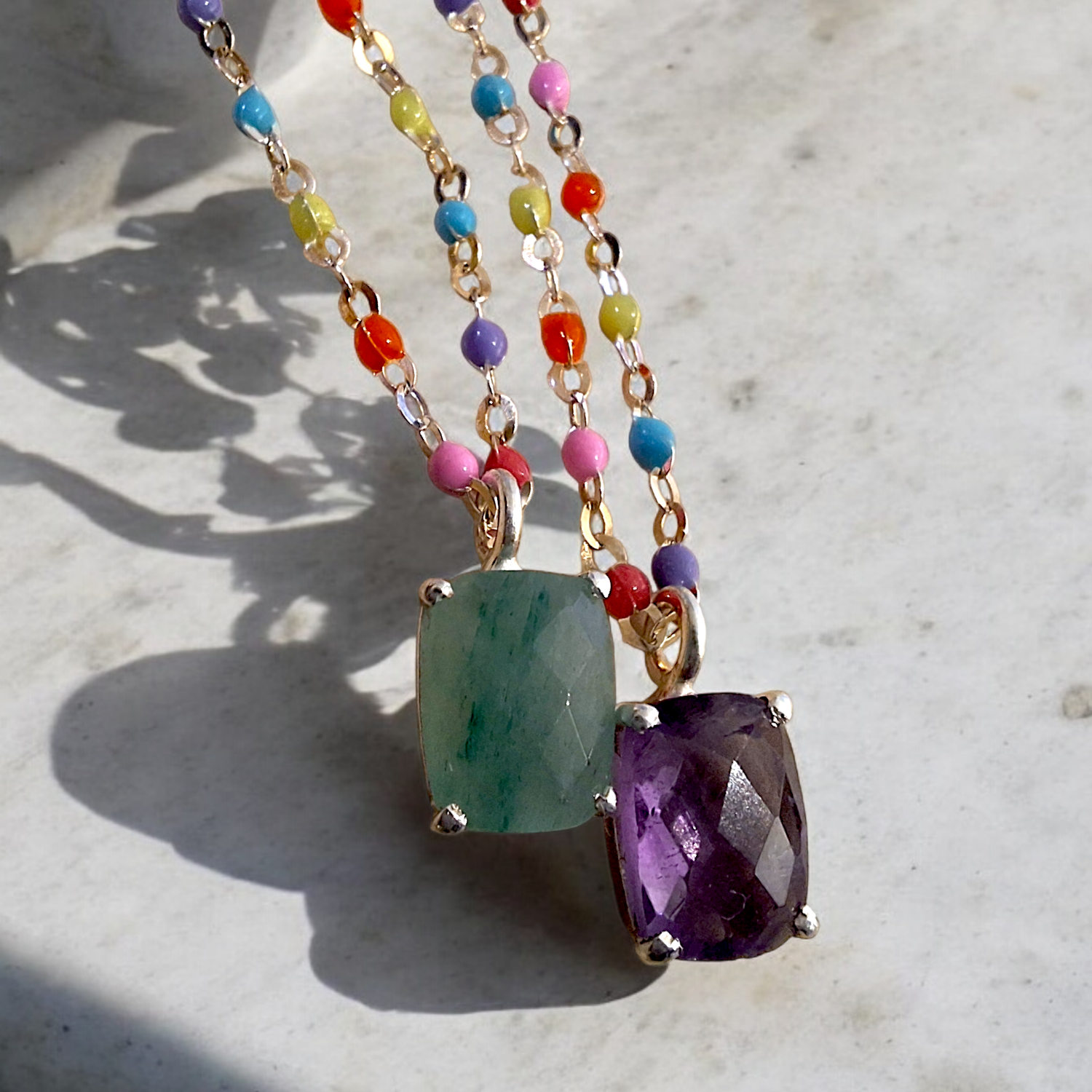 HAPPY DANCE Halskette 925 Silber vergoldet mit Amethyst