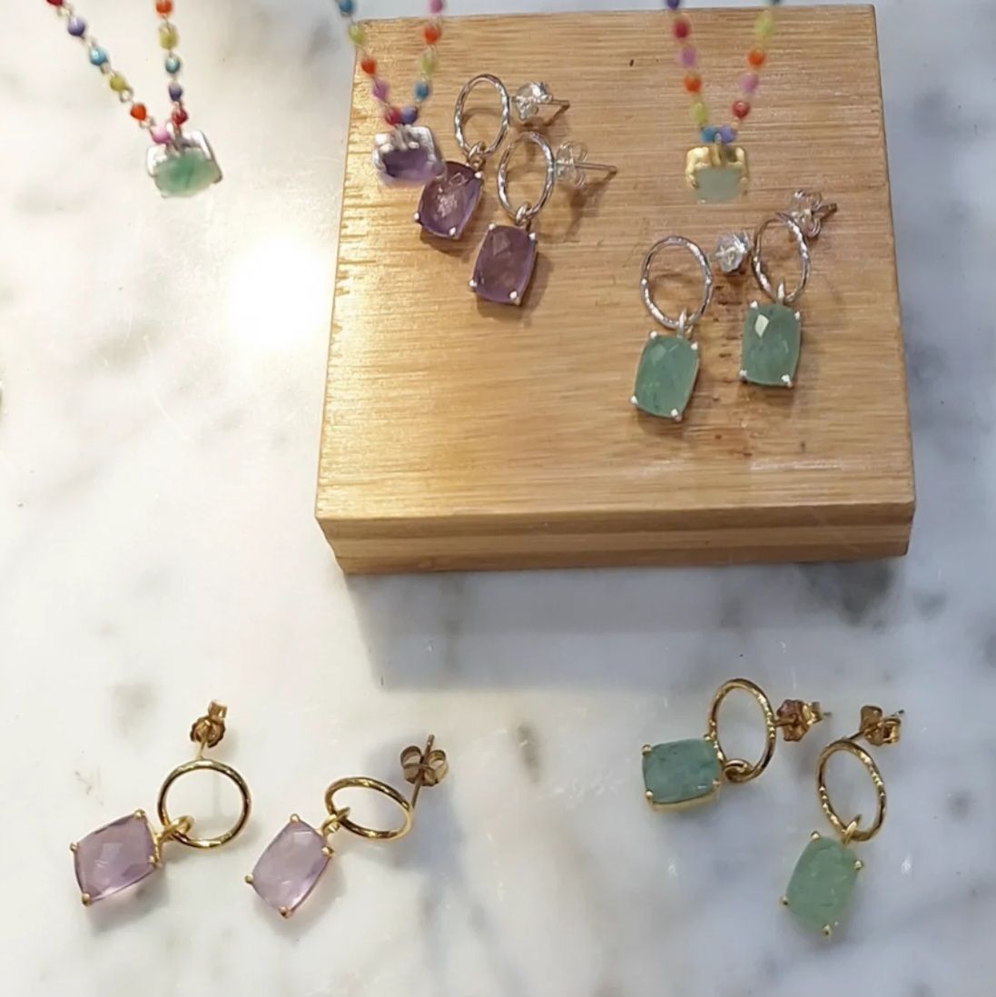 HAPPY DANCE Ohrringe aus 925 Silber (vergoldet) mit Aventurin