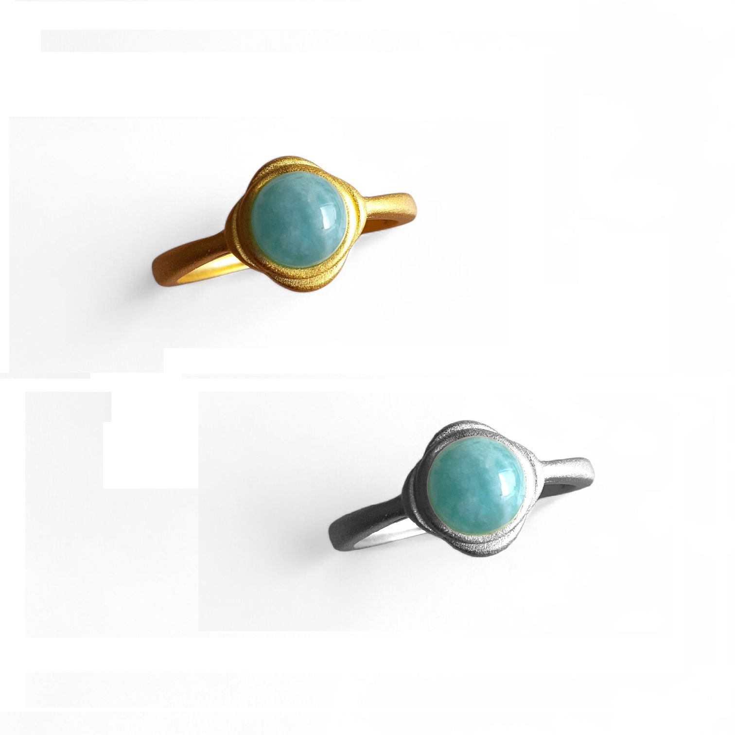 CLOVER Ring aus 925 Silber (vergoldet) mit Amazonit