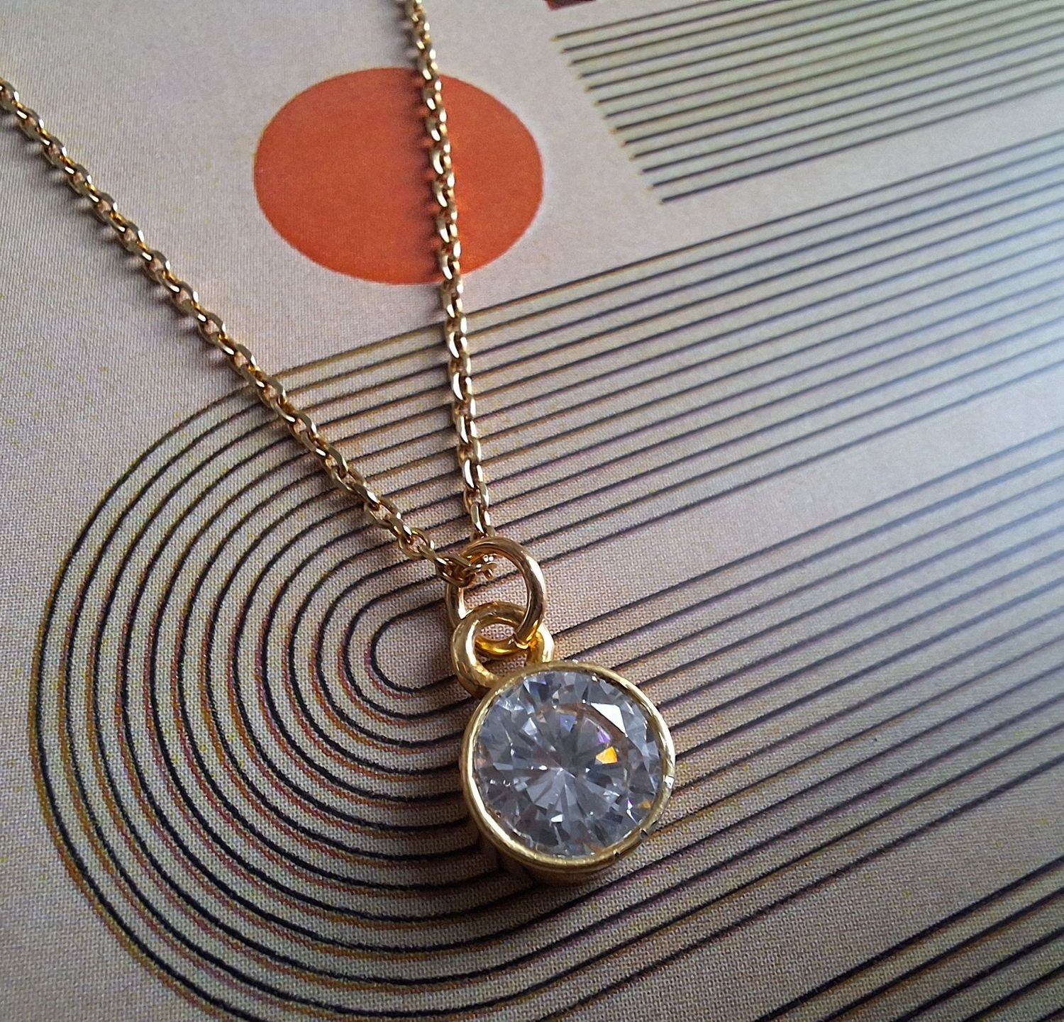 GLITTERY DROP Halskette aus 925 Silber (vergoldet) mit Zirkonia