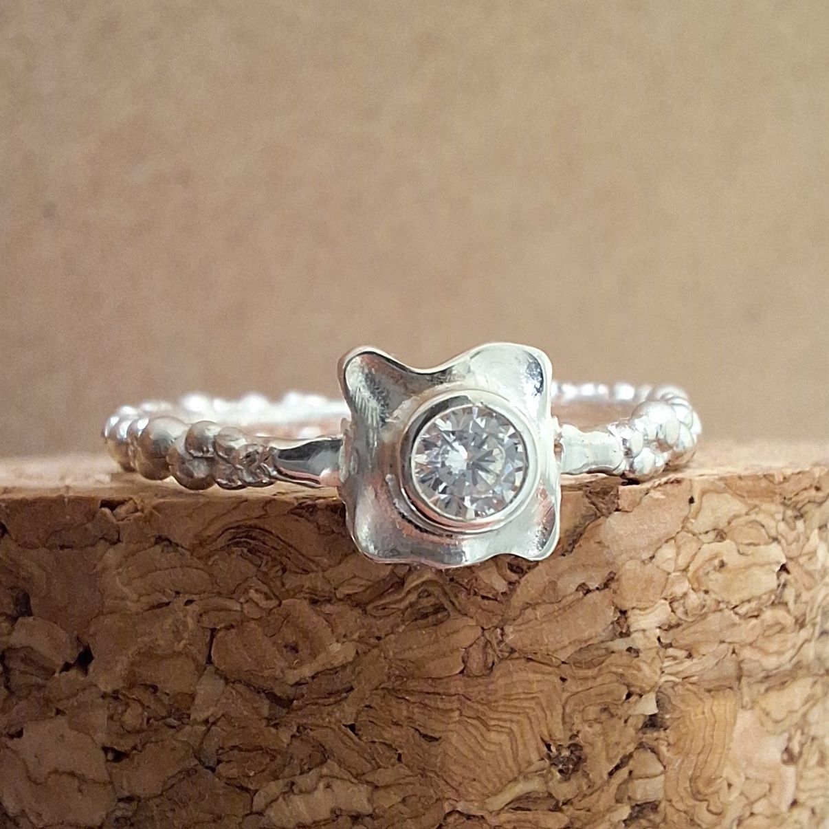 ORGANIC BUBBLE Ring 925 Silber mit Zirkonia
