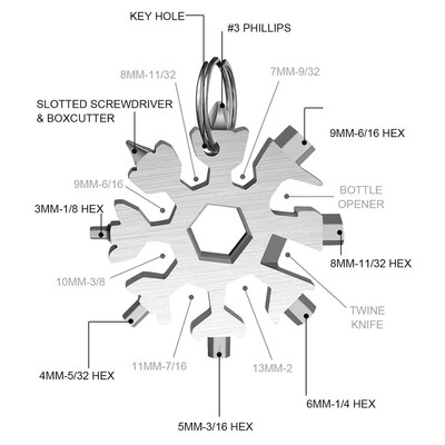 Portable 18 In 1 Mini Snowflake Multi Pocket Tool
Spanner