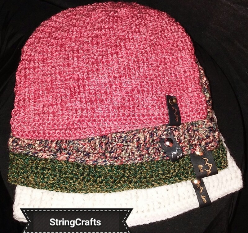 Crocheted Beanie with Detachable Hand Stamped Leather Tags
Mountain Love TM