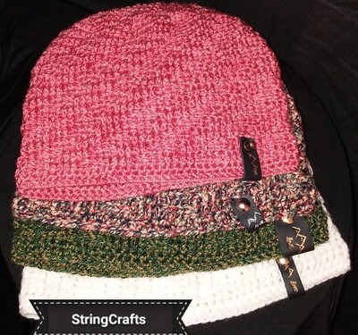 Crocheted Beanie with Detachable Hand Stamped Leather Tags
Mountain Love TM