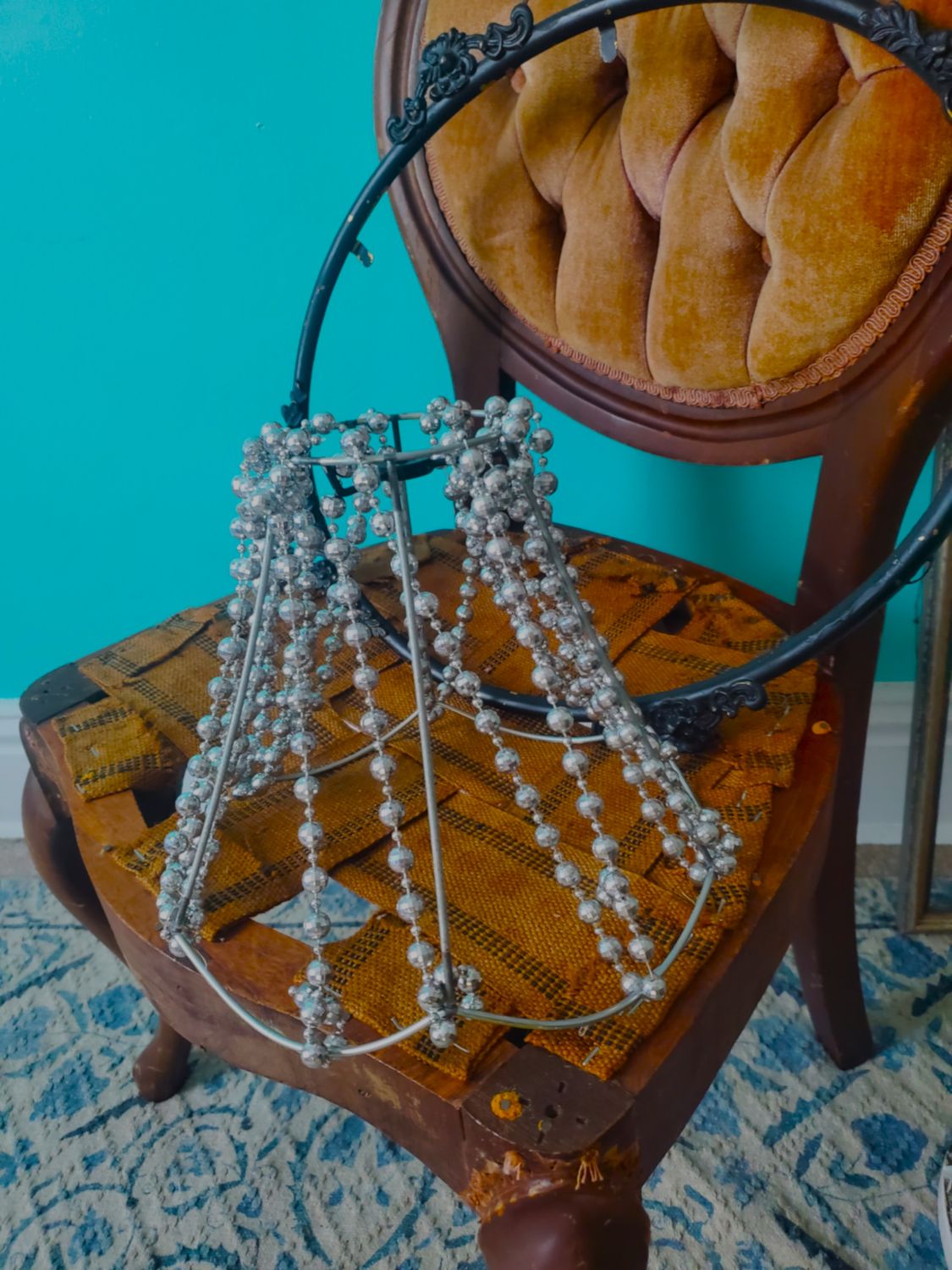 Silver Beaded Lamp Shade