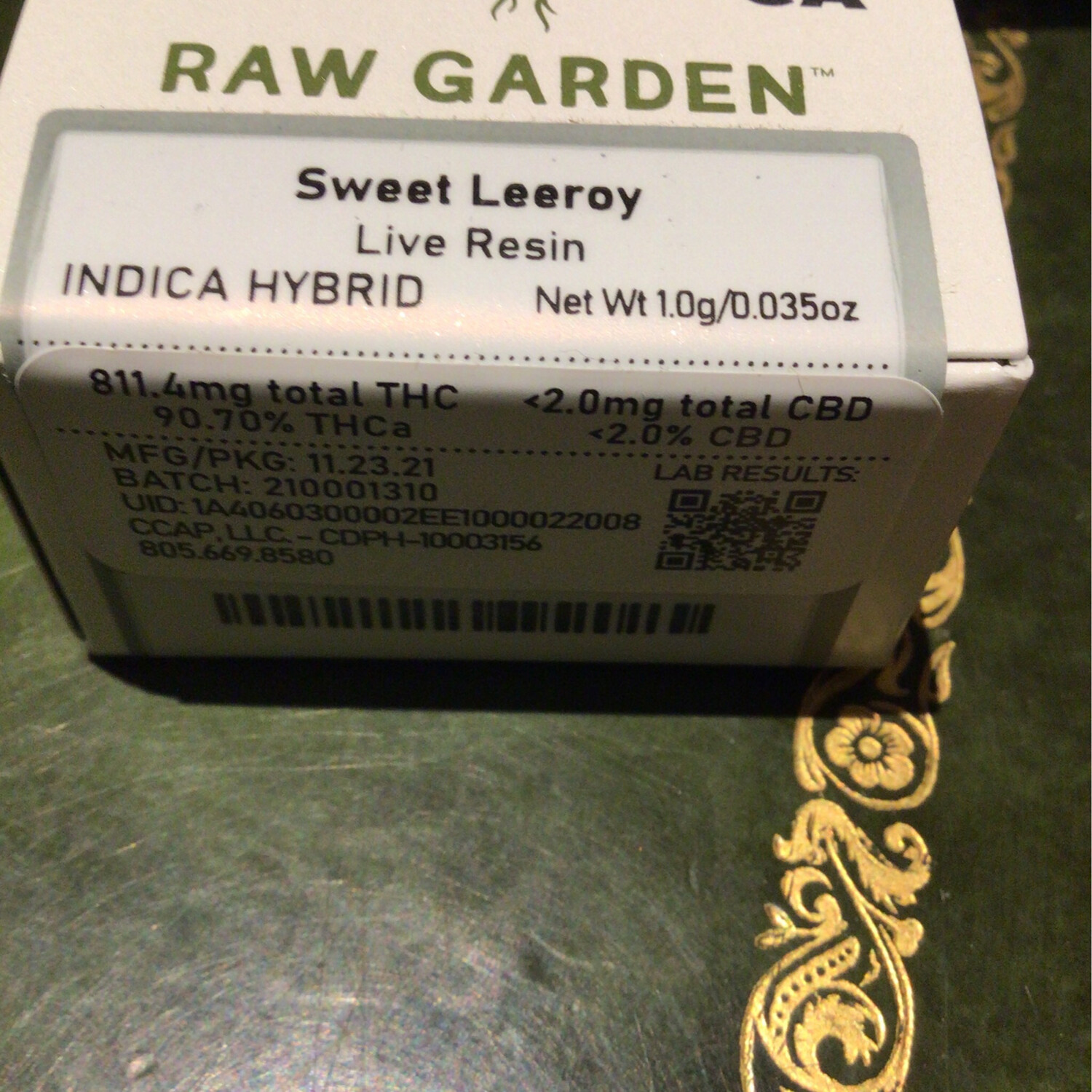 RG Sweet Leeroy Live Resin (IND,Hybrid 90.70% THC)