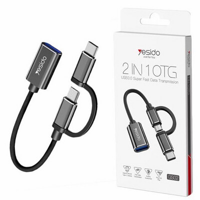 yesido 2in1 otg usb to micro&type-c for flash memory 
