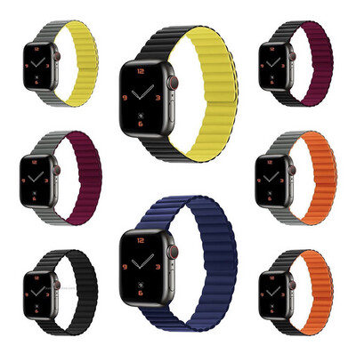 apple watch band leather two color magnet