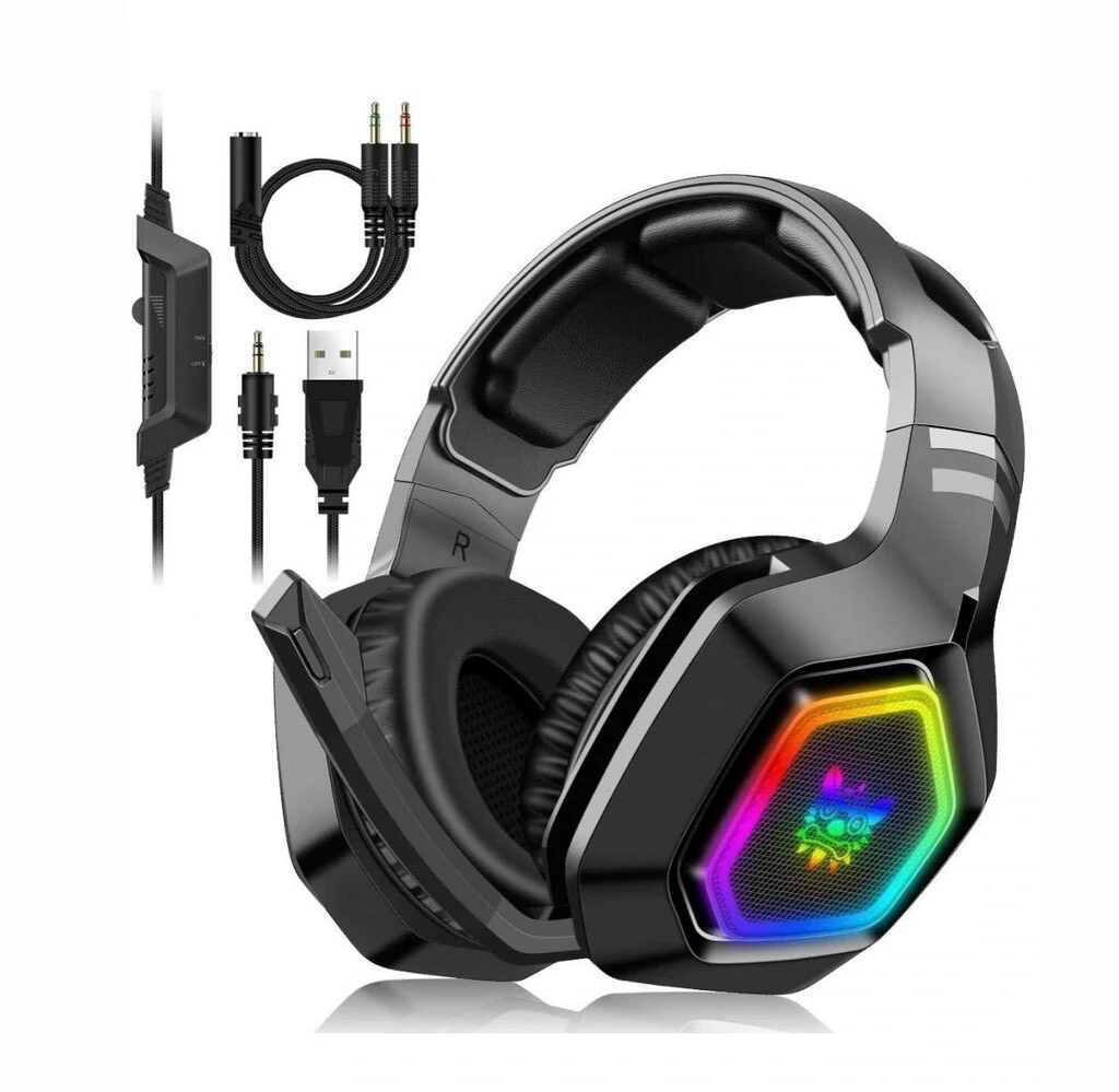 Onikuma K10 Gaming Headset With Mic And Noise Canceling Function LED Lighting For Mobile, Laptop, PlayStation 5, PlayStation 4, Computer and Xbox from Onikuma