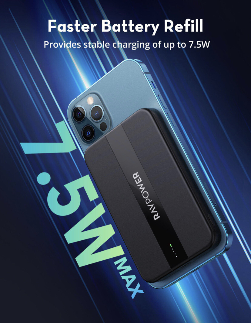 ravpower magnetic wireless&cable charger  power bank 5000mah Warranty for a year and a half