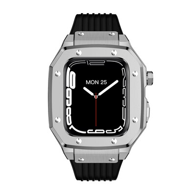 The strap of the Apple watch is luxurious, the case is steel
Full protection for two sizes 44/45, black & silver color