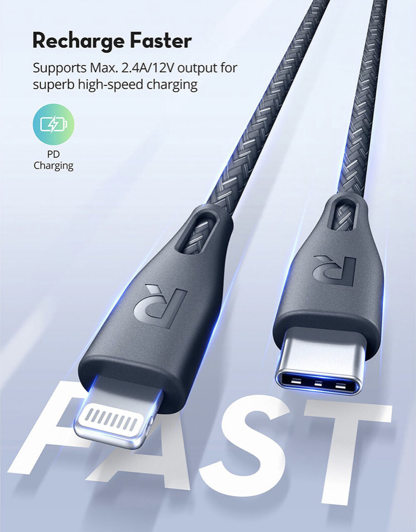 Ravpower 1.2M Usb C Cable With Lightning Against unintentional breakage and cutting