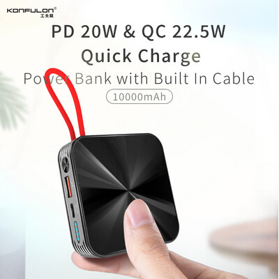 Konfulon Portable Power Bank fast chrge 10000mAh 12V 22.5W Dual USB Output Powerbank with LED Display