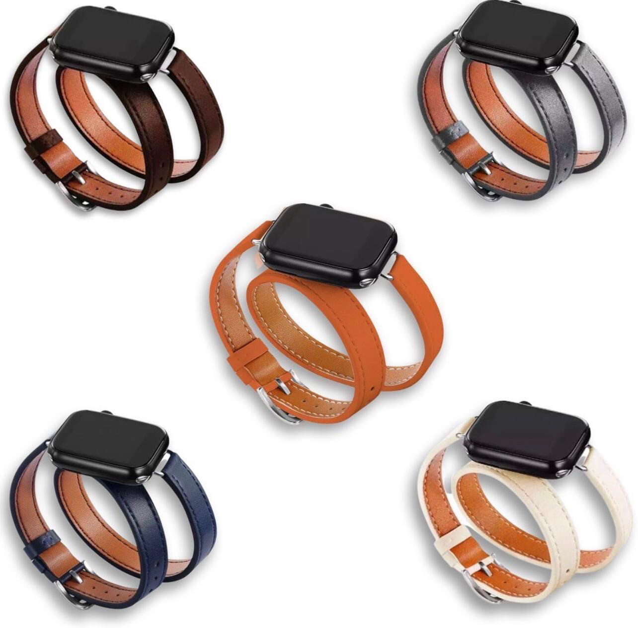 Women's Apple Watch strap design hermes  that wraps on the hands (slim) for all sizes, in distinctive colors