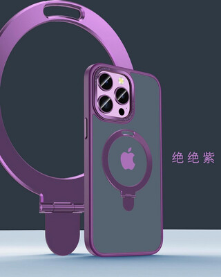 Transparent case with an elegant character, strong protection with magnets and wireless charging magsafe with a sword with a stand available in three colors.