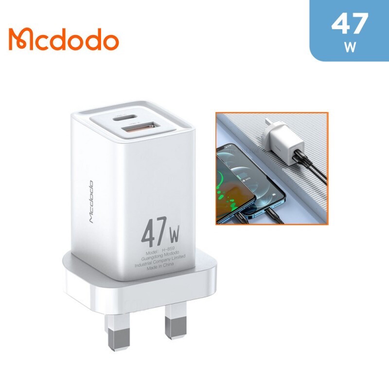 mcdodo gan47 mini fast charger 2 outpot white color