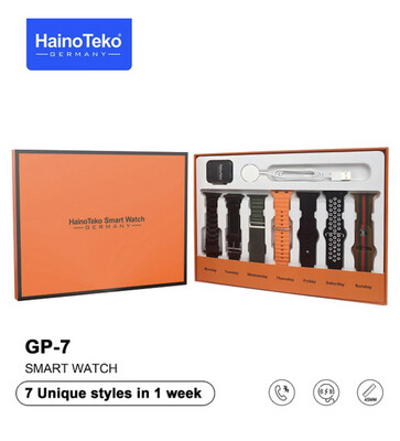 German hainoteko GP-7 watch, closest to Apple, the seventh generation, size 44, with 7 different straps for iPhone and Android, wireless charging, calling, notifications, backgrounds from the phone, measurements, touch response speed