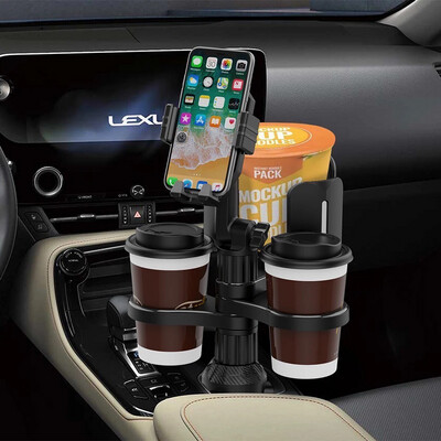 A car stand for cups with a phone stand