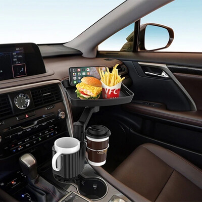 A car stand for cups with a dining table, a phone stand