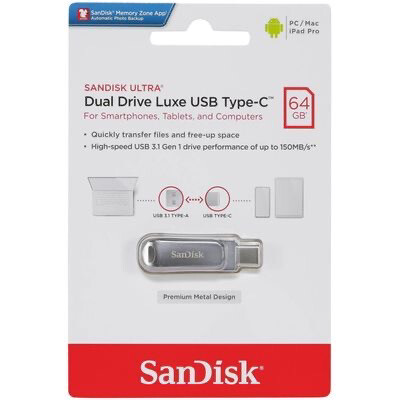 SanDisk 64GB Ultra Dual Luxe USB Type-C Flash Drive