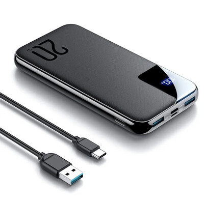 Joyroom Power Bank 20,000, Slim Size, Fast Charging, PD 20W in & out and 2 USB, 18W, Digital, Travel and Trip Friend