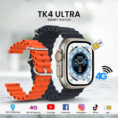 TK4 Ultra watch, Android system, 16 GB memory Sim card and Wi-Fi and Bluetooth communication Photo albums notices Download app (WhatsApp - TikTok - YouTube - etc.)