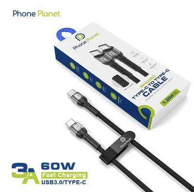 Cable phone planet 1 year warranty braided type-c to type-c 1.2m fast charging